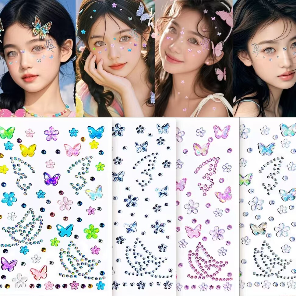 Beauty Gems Makeup - 1pc 3D Sparkling Butterfly Rhinestone Face