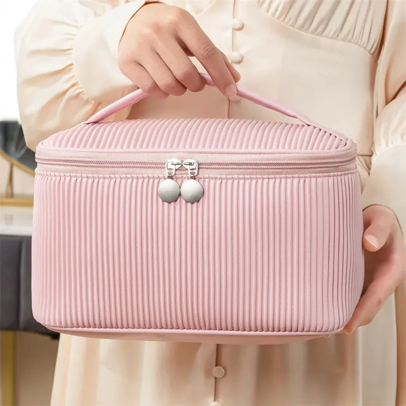 Makeup Organizer - Cute Solid Color PU Leather Makeup