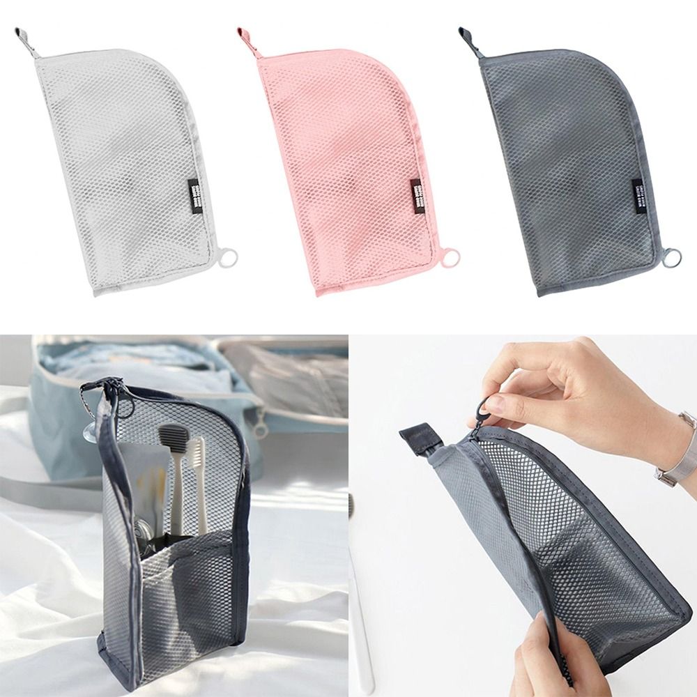 Makeup Organizer - Portable Stand Makeup Brush Bag Mesh