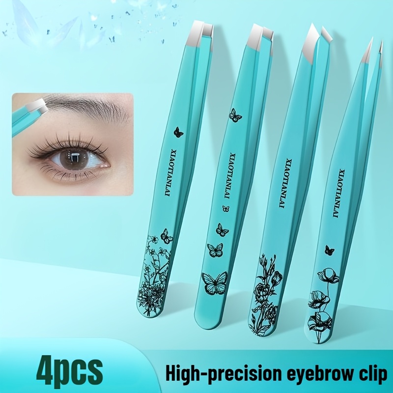 Beauty Bag Makeup - 4Pcs Tiffany Blue Butterfly Floral Eyebrow