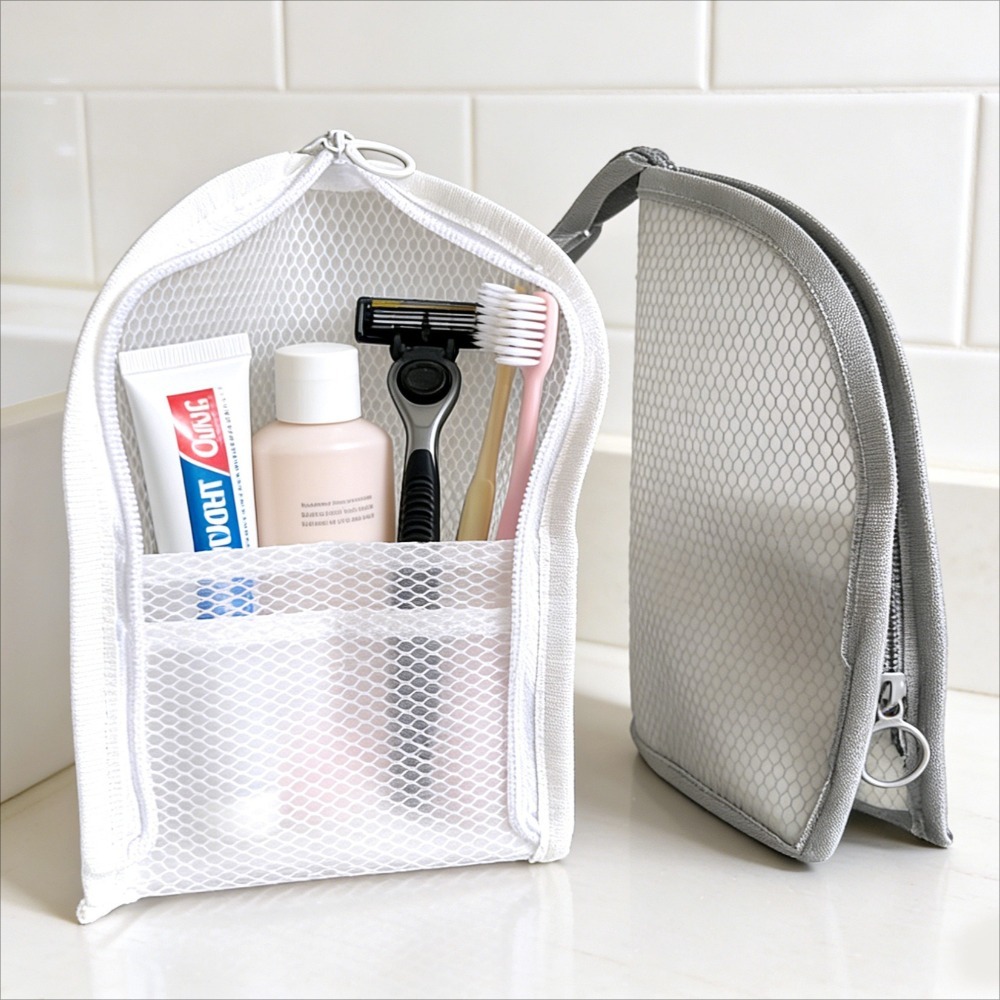 Makeup Organizer - Mesh Toiletry Bag Breathable Quick Dry