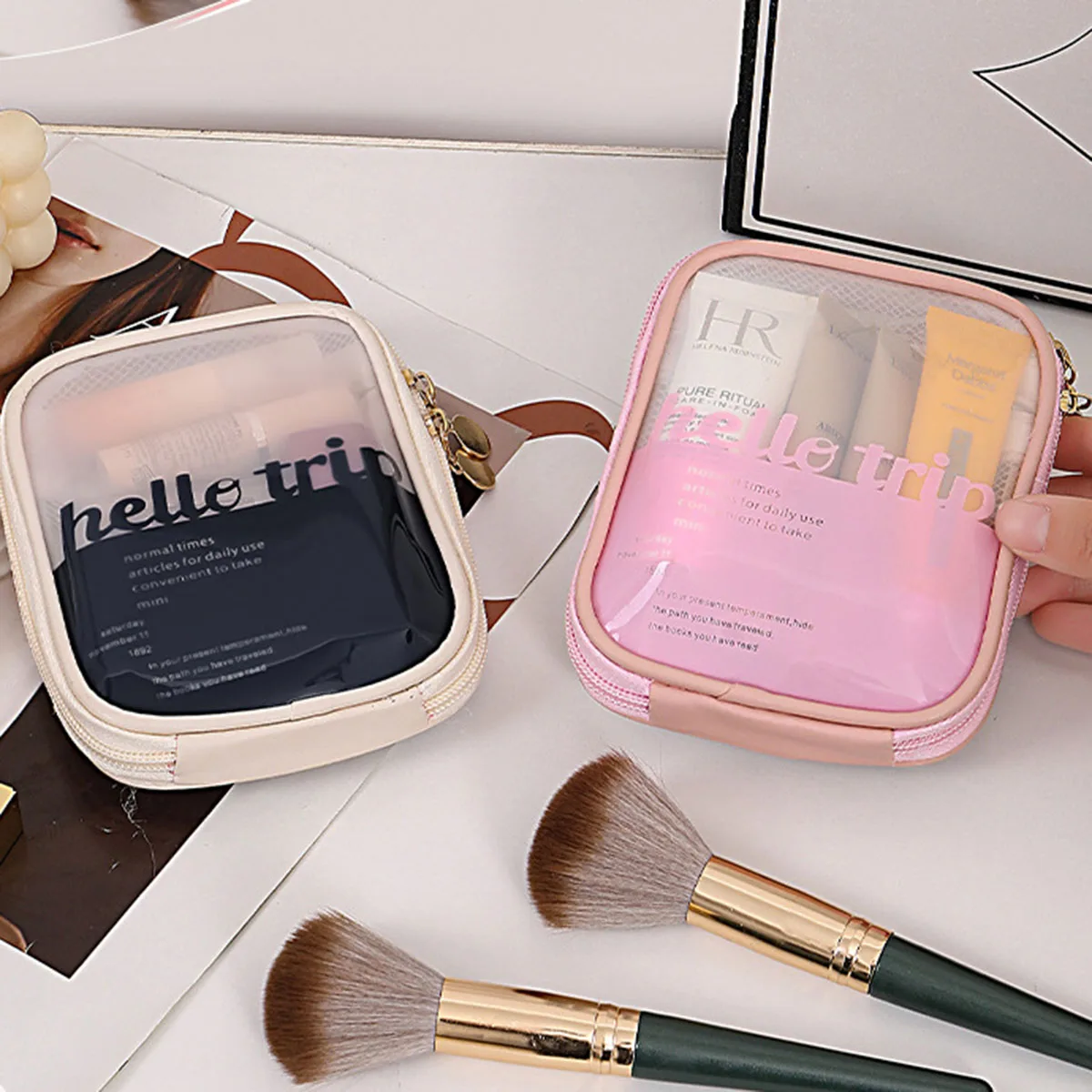 Beauty Bag Makeup - Transparent Portable Cosmetic Pouch Lipstick Organizer