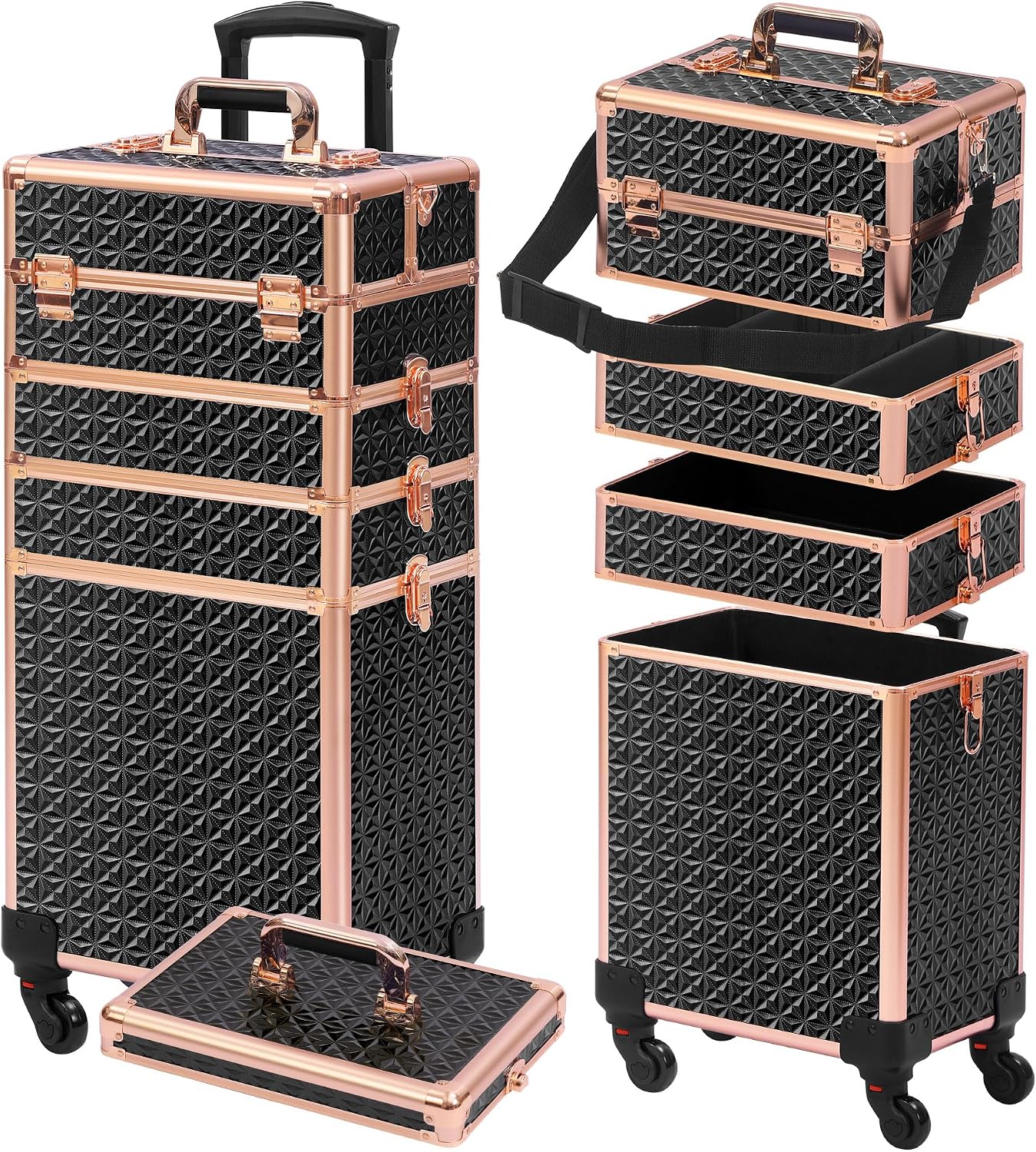 Black‑Gold 5‑in‑1 Rolling Make - Makeup Organizer recension och pris