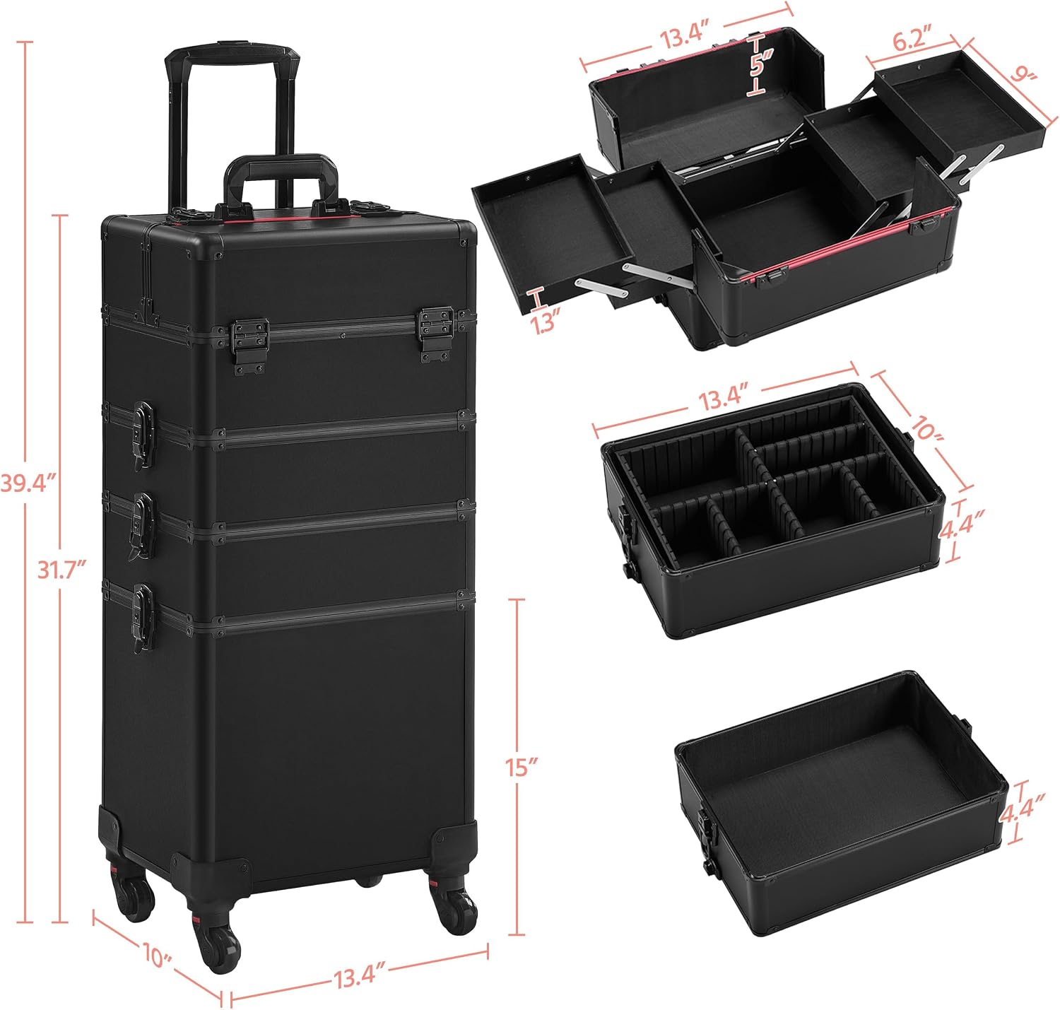 Black 4‑in‑1 Lockable Rolling  - Makeup Organizer recension och pris