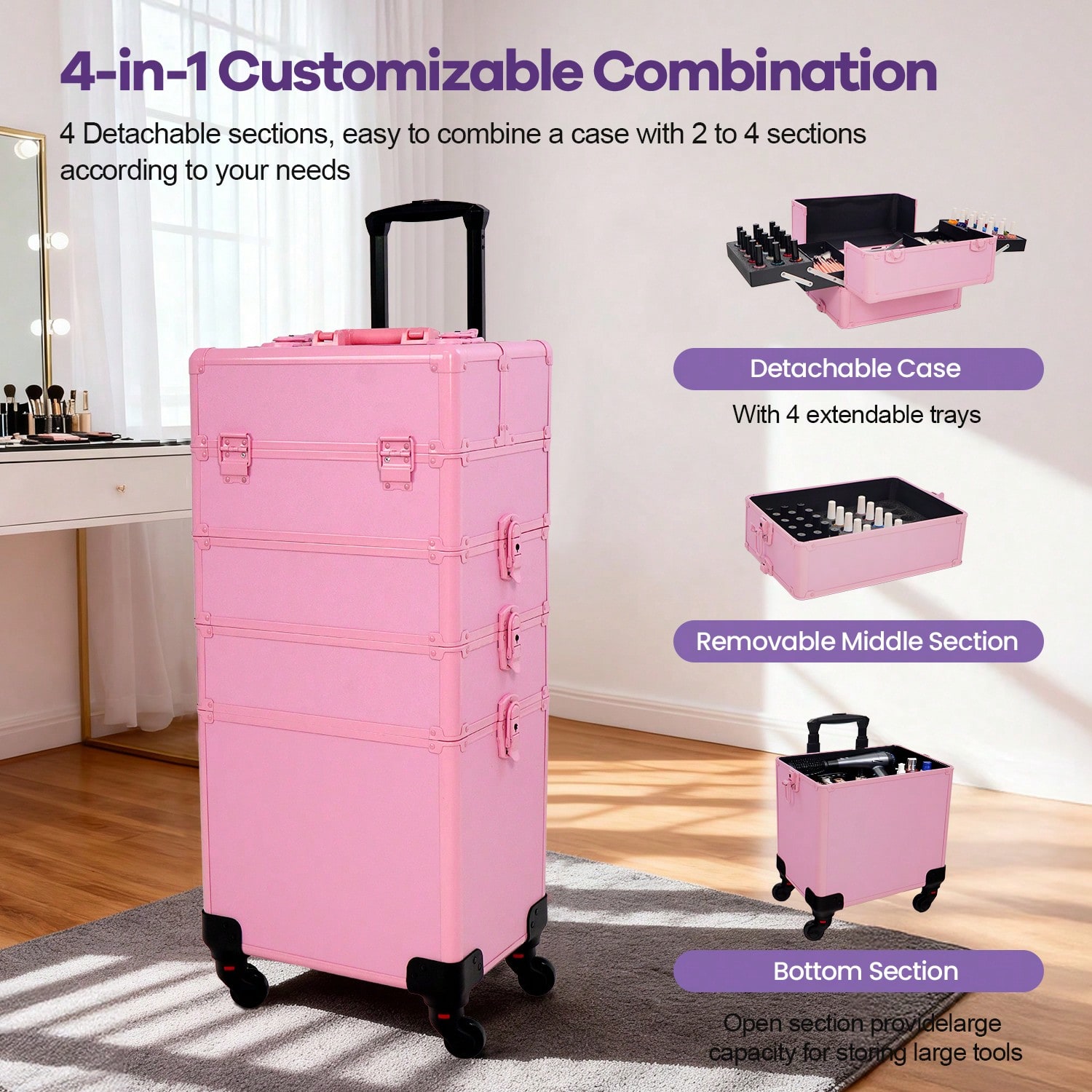 Rolling Makeup Train Case 4 in - Makeup Organizer recension och pris